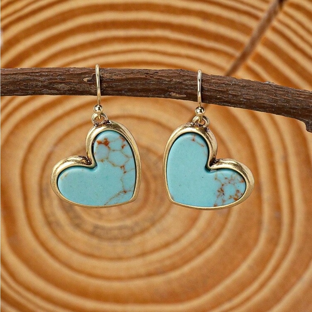 Cute Turquoise Heart Earrings